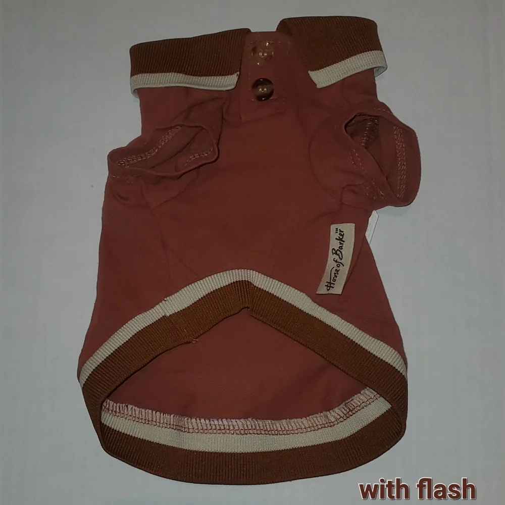 Dog Polo Shirt With Jack-o'-lantern Embroidery Rust/Brown/Cream Sz XS